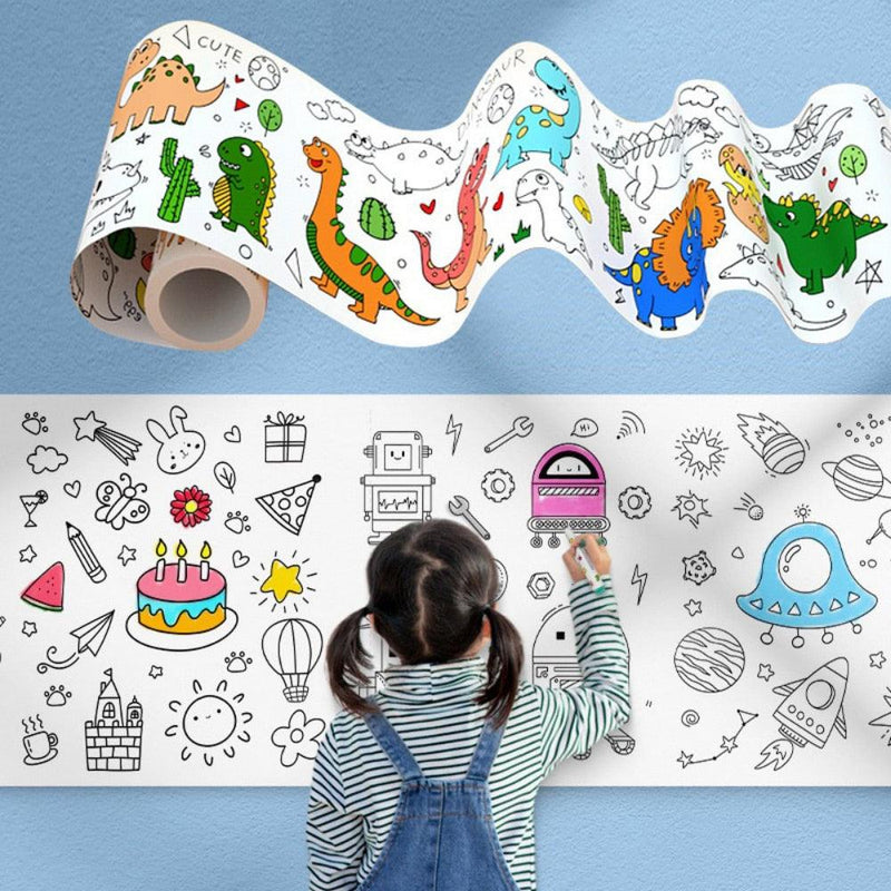 Rolo de desenho infantil, 30 cm x 30 cm grande rolo de papel de colorir  para crianças, rolo de papel de desenho faça você mesmo pintura desenho  colorido papel de enchimento recolar
